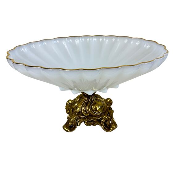 Milk Glass With Gold Trim